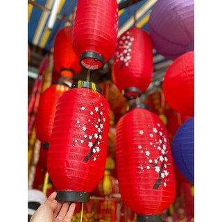 Lồng đèn vải in hoa đào kt 40cm