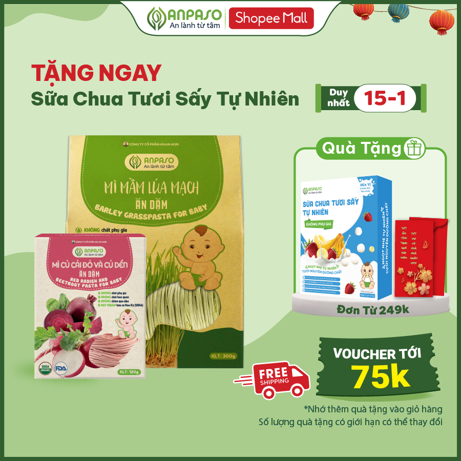 Mì Ăn Dặm Anpaso Rau Củ Hữu Cơ / Organic, Đồ ăn dặm cho bé 6 tháng, Mỳ ăn dặm Kiểu Nhật, Bổ Sung Chất Xơ