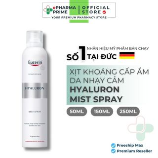 Xịt Khoáng Eucerin Hyaluron Mist Spray Cấp Ẩm, Ngăn Ngừa Nếp Nhăn Cho Da Nhạy Cảm