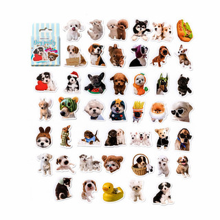 Hộp 45 chiếc sticker dog party cún chó cưng dễ thương láo nháo hề hước dán sổ bullet journal, scrapbook, thư, thiệp quà