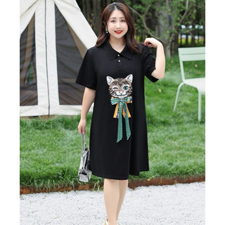 Đầm thun suông đen con mèo big size lớn 80-100kg