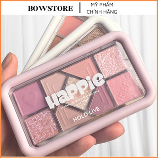 Bảng Phấn Mắt Hold Live 9 Ô Happie, Phấn mắt nhũ lì cool tone, xanh khói trang điểm mắt xinh xắn Eyeshadow 4