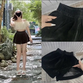  Quần Short Nữ Chất Nhung Mịn Cạp Cao Hack Dáng- Đùi Nhung Phồng siêu đẹp m020 