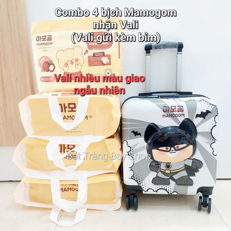(Tặng Vali Lớn) Combo 4 bịch bỉm Mamogom quần/dán đủ size S62/M52/M48/L44/XL40/XXL38 miếng/bịch Cho 