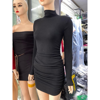 Đầm body ôm rúm sườn M