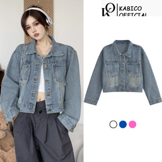 Áo jean nữ dài tay tua rua, áo jean nữ KABICO dáng ngắn phong cách thanh lịch_g10
