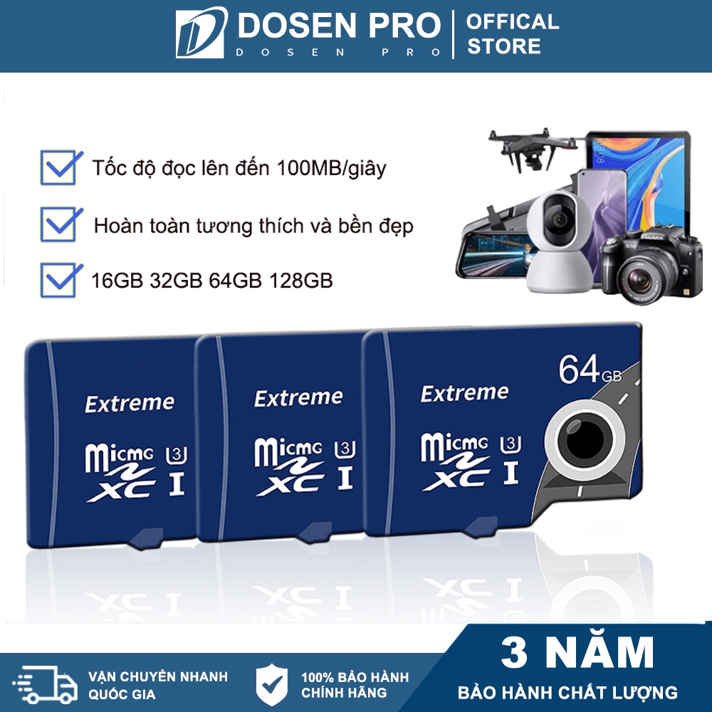 DOSEN PRO Thẻ nhớ Micro SD 32G/64G/16G/128G/ - tốc độ cao chuyện dụng cho Camera Smartphone