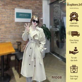 MO08/ Áo khoác măng tô nữ kaki lụa không nhăn dáng dài dày dặn + dây đai Hàn Quốc thời trang thu đông cao cấp hottrend