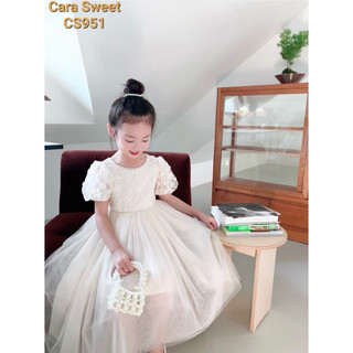 Đầm trắng công chúa ren hoa nổi 2-11Y