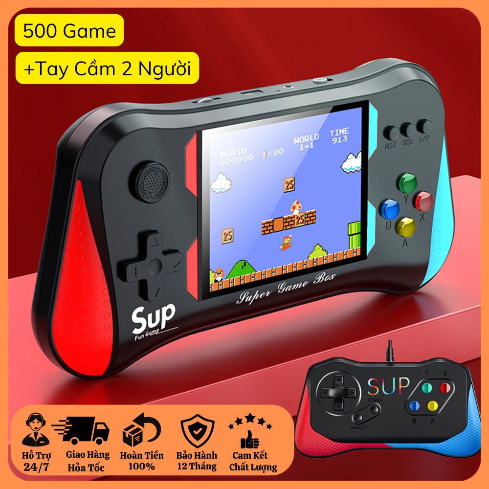 Máy Chơi Game Cầm Tay M8 Plus + Hơn 500 Game , Màn Hình HD+ , Phiên Bản Mới Nhất - Kèm Tay Cầm Chơi Game 2 Người
