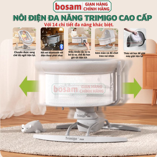 Nôi điện 2in1 đa năng TRIMIGO, phát nhạc Bluetooth, điều chỉnh độ nằm và ngồi, nôi trẻ em tặng gối và màn,Shop Bố Sam
