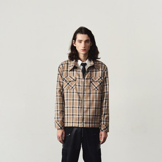 Áo Khoác Nam Họa Tiết Kẻ Caro Form Dáng Boxy, Áo Khoác Kéo Khóa Zip Zipped Boxy Flannel Shirt Gucoon