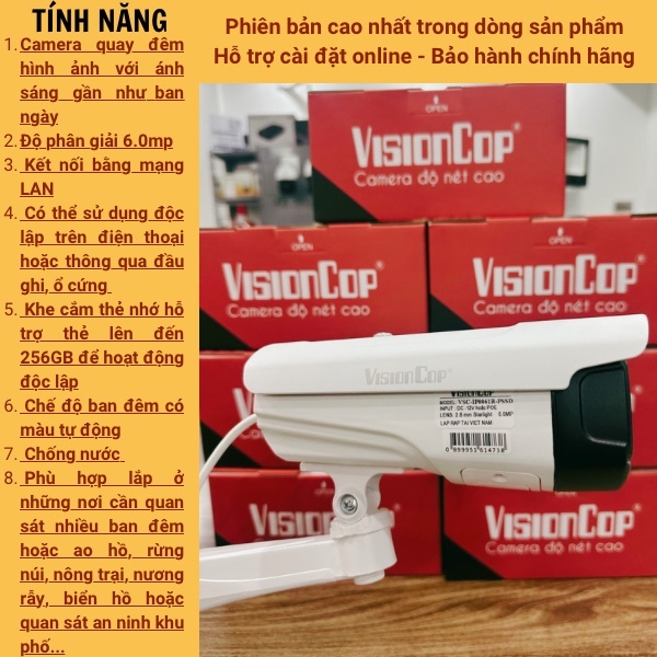 Camera quay đêm gần như ngày Visioncop, phiên bản cao nhất độ phân giải 8MP và 4MP , dùng độc lập ho
