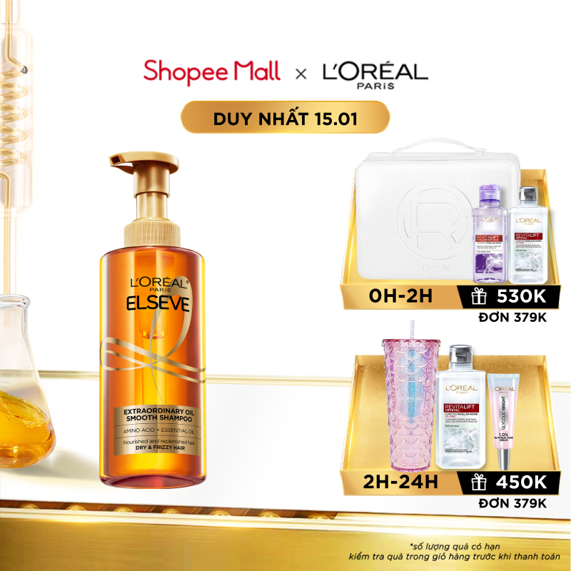 Dầu gội dưỡng tóc suôn mượt tóc cao cấp L'Oreal Paris Extraordinary Oil Smooth 440ml