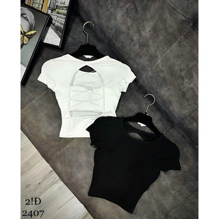 Áo croptop đan dây hở lưng có mút ngực , chất thun borip - B5U