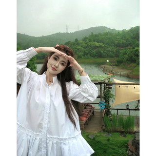 Đầm babydoll có xếp ly màu trắng [STORY] D1183 (Ảnh thật)