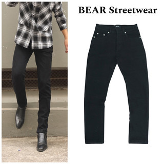 quần jean nam chất liệu denim màu đen form dáng slimfit thương hiệu BEAR - T701