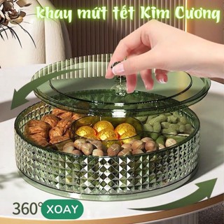  Khay Đựng Bánh Kẹo Mứt Tết Hộp Đựng Mứt 2 Tầng 8 Ngăn Xoay 360 Độ Full Hộp Song Anh 