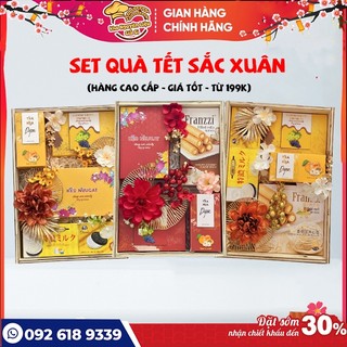 Hộp Quà Tết, Set Quà Tết Sắc Xuân 2024, 5 loại bánh kẹo cao cấp tone màu tùy chọn may mắn, tài lộc - Giỏ Quà Tết ý nghĩa