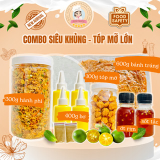  Bánh tráng phơi sương - Combo Thần Thánh  1,5 Kg  Bánh tráng 600g - Tép hành phi 300g - Bơ béo 400g - 150g Sốt me 