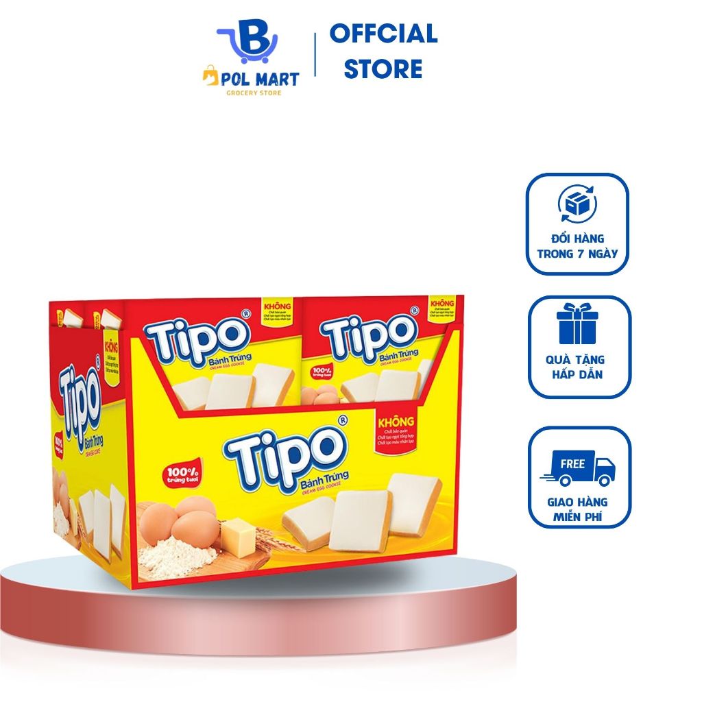 (Mã NSF02P130 giảm 30K) Bánh Trứng Tipo Hữu Nghị Lốc 12 Hộp Nhỏ 39g ( Date Mới ) POL MART