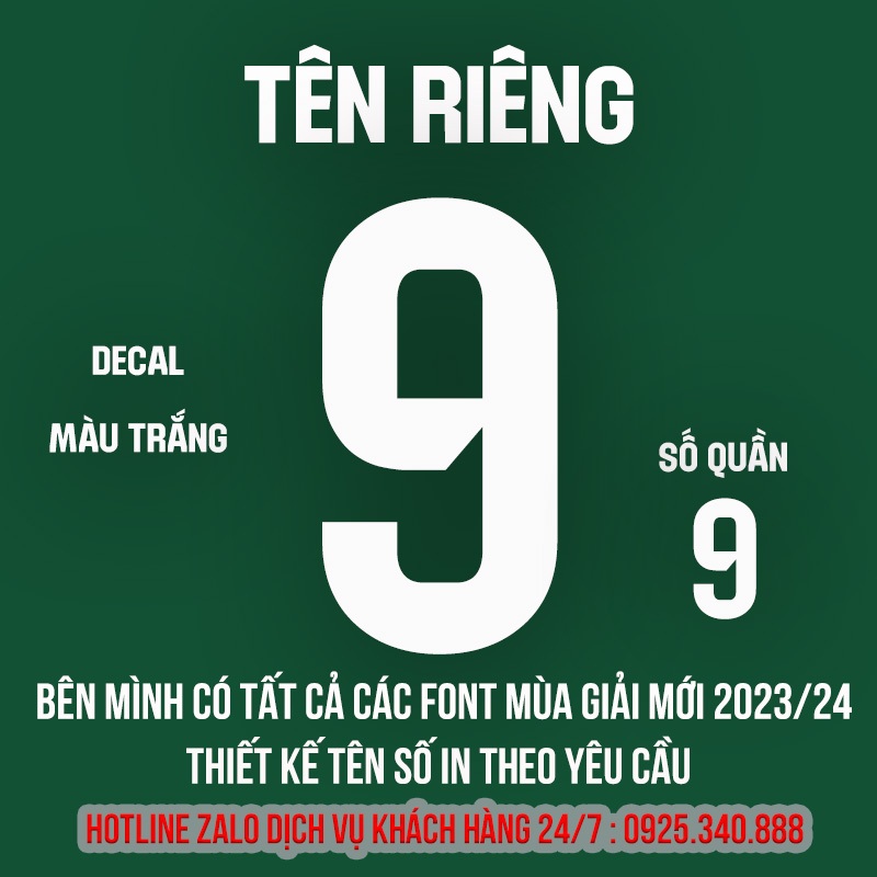 Phôi in tên số tại nhà Decal in áo bóng Đá - Gói in tên số Decal cao Cấp in tại nhà - Phôi in áo đá banh Hòa Bảo An