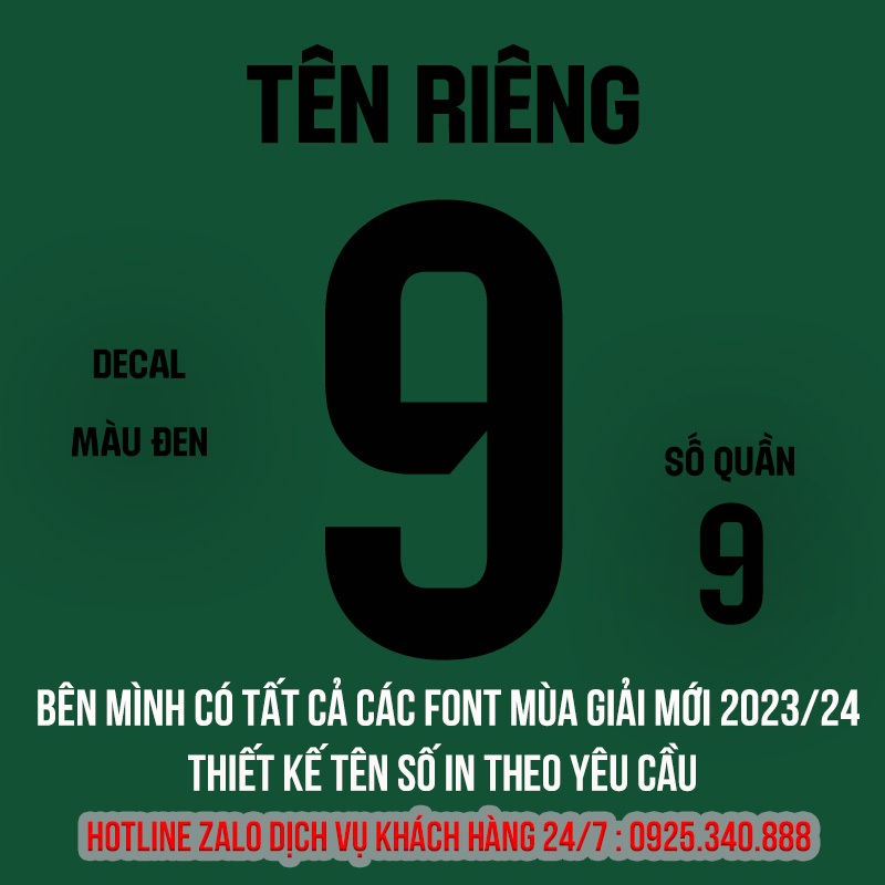 Phôi in tên số tại nhà Decal in áo bóng Đá - Gói in tên số Decal cao Cấp in tại nhà - Phôi in áo đá banh Hòa Bảo An