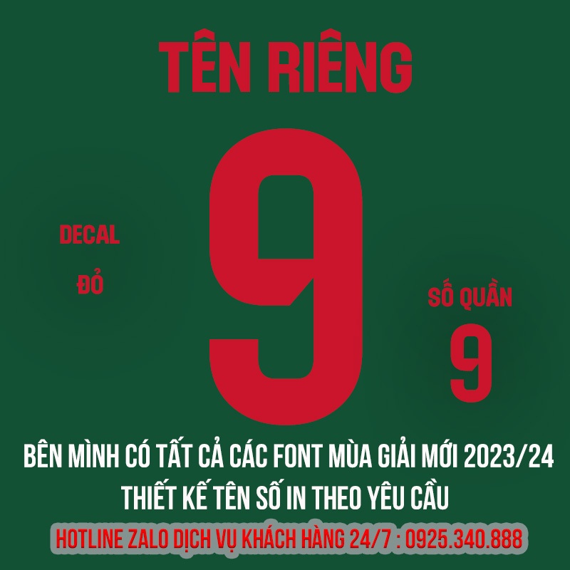 Phôi in tên số tại nhà Decal in áo bóng Đá - Gói in tên số Decal cao Cấp in tại nhà - Phôi in áo đá banh Hòa Bảo An
