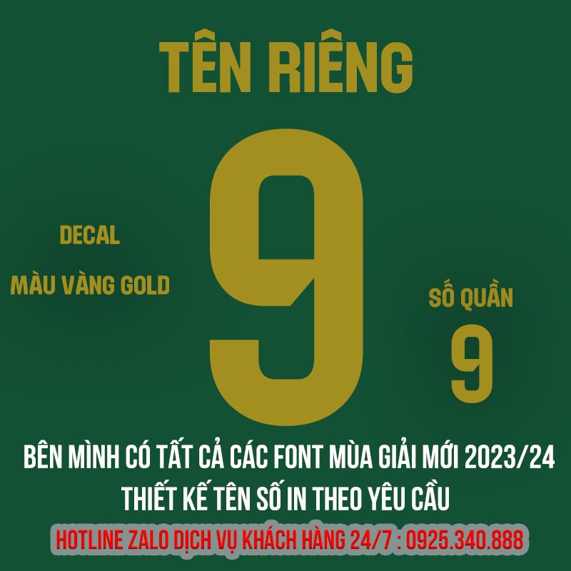 Phôi in tên số tại nhà Decal in áo bóng Đá - Gói in tên số Decal cao Cấp in tại nhà - Phôi in áo đá banh Hòa Bảo An