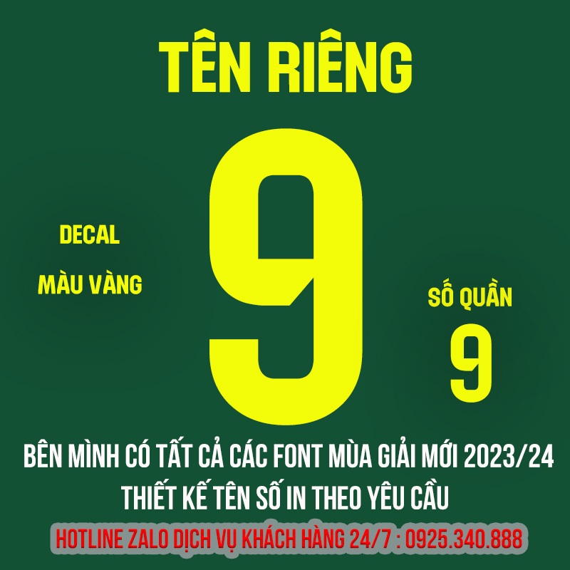 Phôi in tên số tại nhà Decal in áo bóng Đá - Gói in tên số Decal cao Cấp in tại nhà - Phôi in áo đá banh Hòa Bảo An