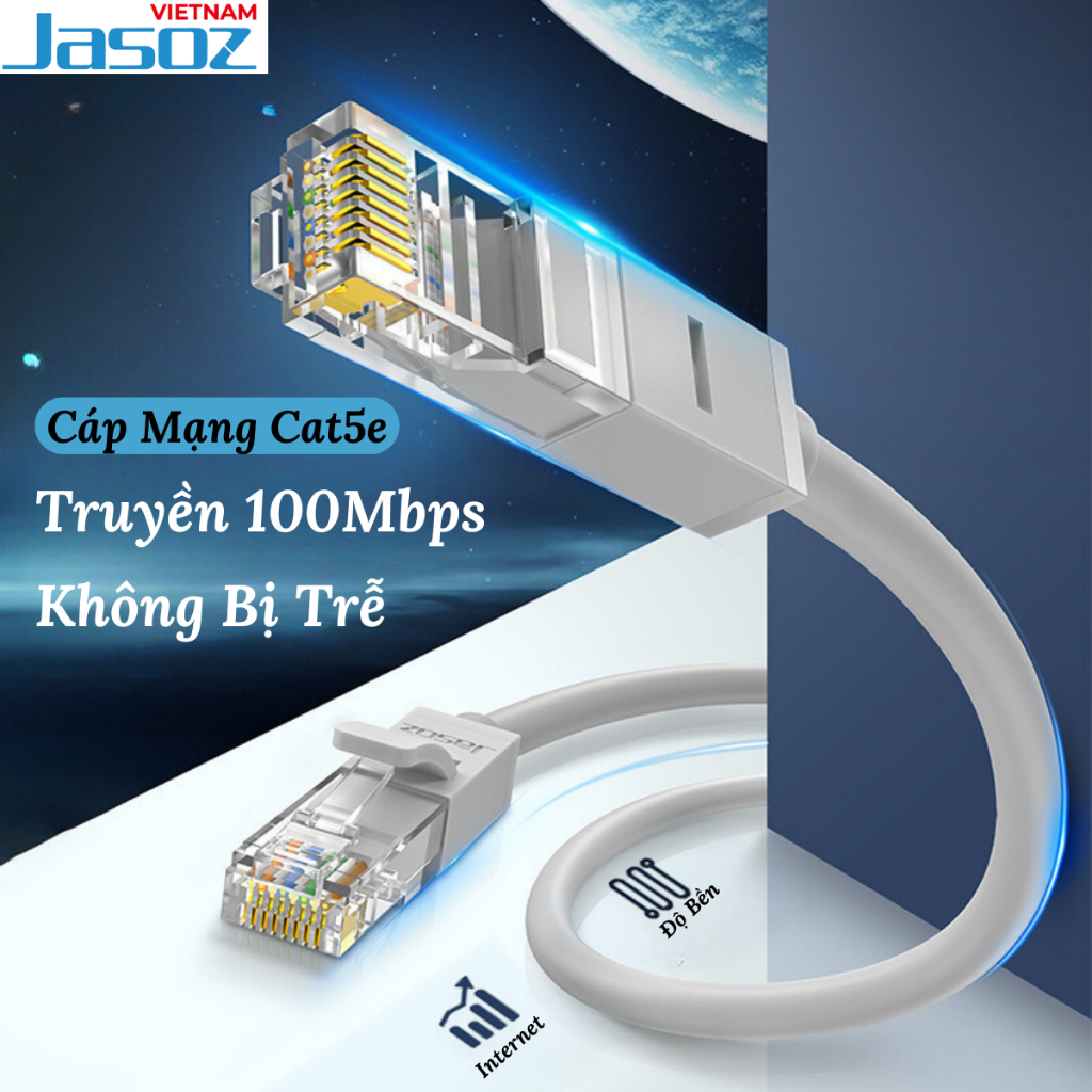 Dây cáp mạng lan JASOZ cao cấp, dây cáp mạng lan bấm sẵn 2 đầu, dây lan wifi, chính hãng, bảo hành 1