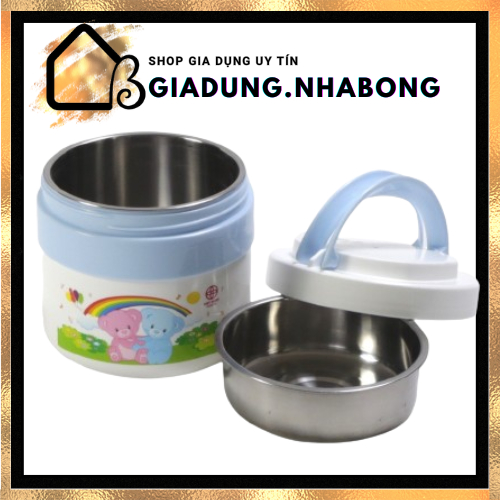 Hộp cơm giữ nhiệt 2 ngăn ruột inox nhựua Việt Nhật No 4032, Cặp lồng inox giữ nhiệt- Hộp cơm văn phòng