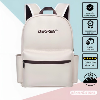 Balo trà sữa dg leather basic backpack chất da simili cao cấp chống nước bánh mì store cặp da đi học màu kem thời trang