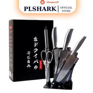 Bộ dao kéo PLSHARK Nhập Khẩu Nhật 5 Món Kèm Đế Để Dao Sang Trọng