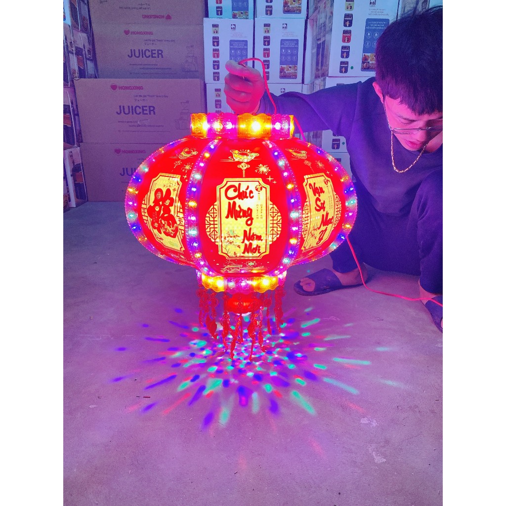 Đèn Lồng Điện,Cầu Điện Xoay 360 Kết Hợp Đèn Led, Đèn Lồng led xoay 3D trang trí Tết Chữ Nổi tiếng việt (Loại 1)