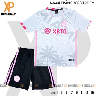 Quần áo bóng đá trẻ em, đồ đá banh trẻ em Miami Trắng Siêu cưng Vải thun lạnh cao cấp