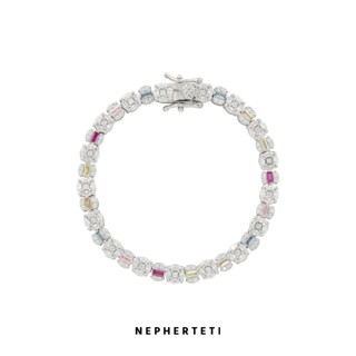 Lắc tay Tennis nam nữ bạc 925 nguyên khối xi bạch kim đính đá Zircon 5A cao cấp - Nepherteti