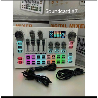 Soundcard âm thanh X7 vỏ nhôm hiệu ứng đèn Led dùng nguồn 5V
