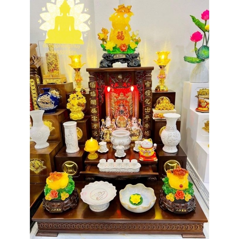 bộ thờ cúng lư hương bát nhang bình hoa đĩa trái cây bộ áng chung ly đại bi chung