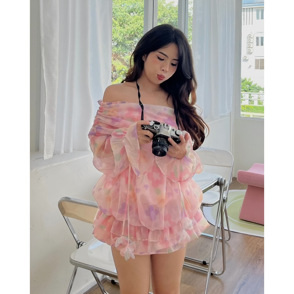 [HAN’S STORE ]SET BẸT VAI TƠ BAY HOA BỒNG BỀNH