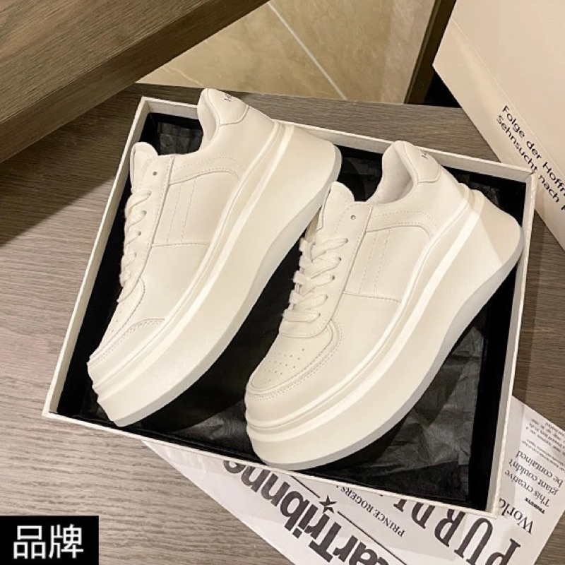 (sẵn trắng 39) Giày Sneaker Trắng Basic Độn Đế Thời Trang Hàn Quốc Dành Cho Nữ
