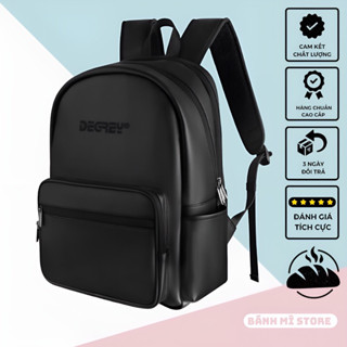 Balo DG DOUBLE LEATHER Basic Backpack Chất Da Simili Cao Cấp Chống Nước Bánh Mì Store - Cặp Da Đi Học Màu Đen Thời Trang