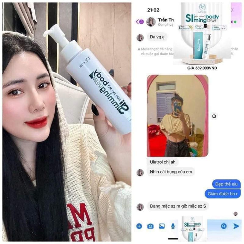 (Tặng Dây Thước Đo + Đai Siết Eo + Màng Ủ Sinh Nhiệt) Kem tan mỡ Sliming Body Cream LT.Cos 150ml