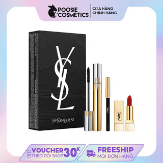 Set trang điểm ysl 3 món mascars + kẻ mắt + son minisize