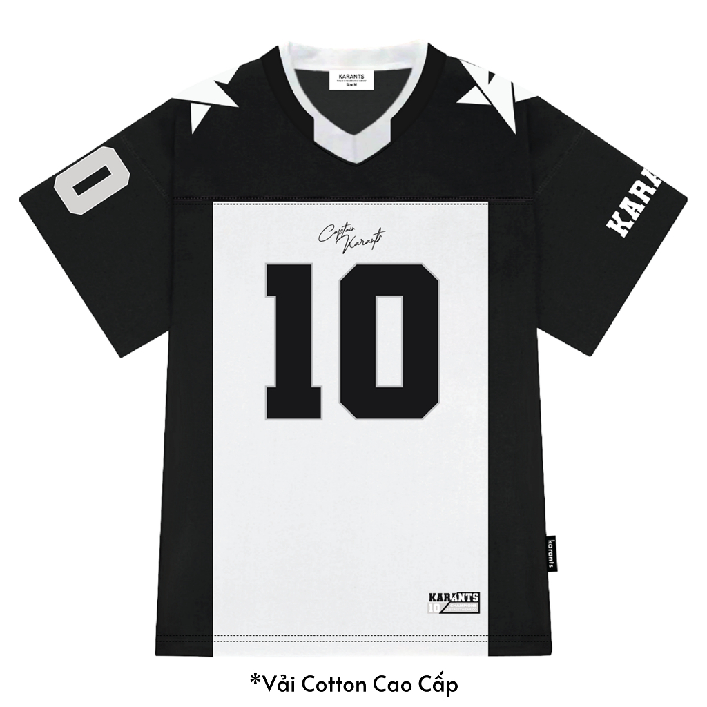 Áo phông KARANTS số 10 phối bóng đá vải Cotton phong cách UNISEX Nam Nữ - áo thun form rộng co giãn, thoáng mát GIDI
