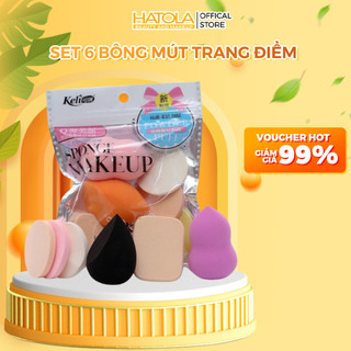 Set 6 bông mút trang điểm siêu cute đẹp mịn đàn hồi cực tốt, miếng mút trang điểm, tán kem, tán phấn HATOLA