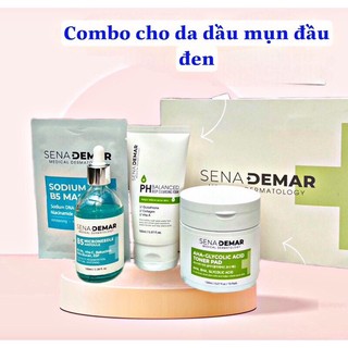 Combo cho da dầu, mụn đầu đen: sữa rửa mặt senademar+serum b5+toner pad senademar hạn dùng 2027