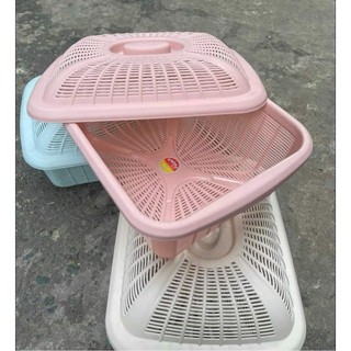 Set 2 rổ nhựa có nắp đậy Việt Nhật