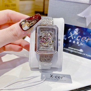 [Chính Hãng 100%] Đồng Hồ Nữ Xcer (X-Cer) B0606 (0606) Máy Quartz (Pin) Mặt Chữ Nhật Siz 32 Dây Kim Loại Silver Full Box
