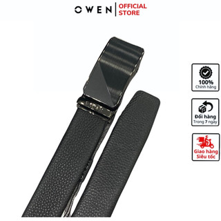Thắt lưng da nam cao cấp OWEN BELT232613 dây da màu đen Chất Liệu Da Bò Thật 100% Thắt lưng mặt khóa trượt tự động
